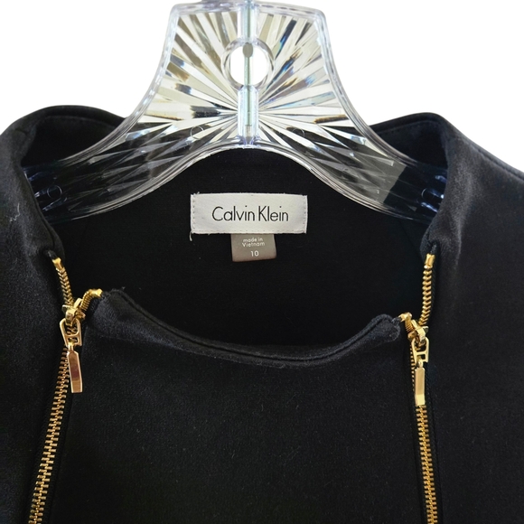 Calvin Klein Black‎ Midi Dress with Gold Zippers - Picture 8 of 9